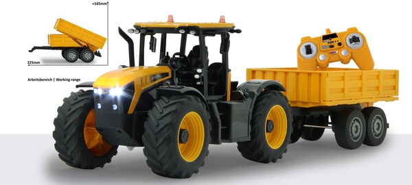 Tractor Teledirigido JCB Fastrac Tractor con Remolque Basculante 1:24 2,4GHz